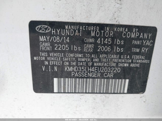 46194651 :رقم المزاد ، KMHD35LH4EU203220 vin ، 2014 Hyundai Elantra Gt مزاد بيع