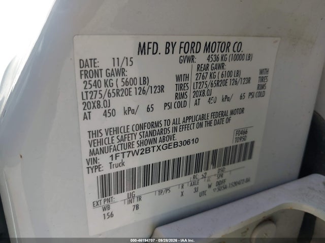 Aukcja sprzedaży 2016 Ford F-250 Lariat, vin: 1FT7W2BTXGEB30610, numer aukcji: 46194707