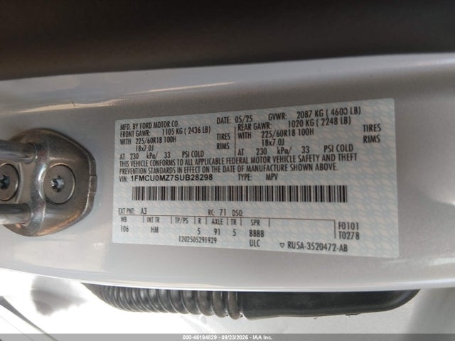Продаж на аукціоні авто 2025 Ford Escape St-line, vin: 1FMCU0MZ7SUB28298, номер лоту: 46194829