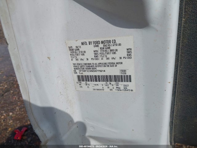 2013 Ford F-150 Xl მანქანა იყიდება აუქციონზე, vin: 1FTMF1CM9DKF79214, აუქციონის ნომერი: 46194875