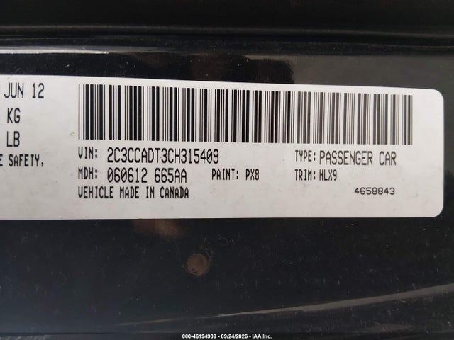 2012 Chrysler 300 Mopar 12 მანქანა იყიდება აუქციონზე, vin: 2C3CCADT3CH315409, აუქციონის ნომერი: 46194909