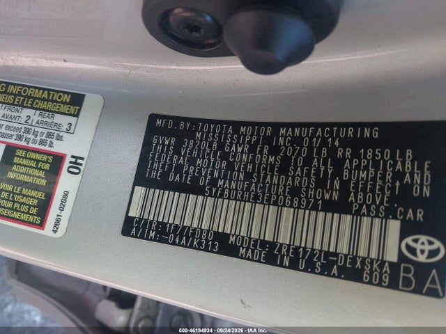 Продаж на аукціоні авто 2014 Toyota Corolla S Plus, vin: 5YFBURHE3EP068971, номер лоту: 46194934