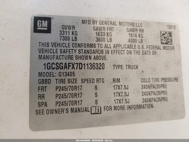 Продажа на аукционе авто 2013 Chevrolet Express 1500 Work Van, vin: 1GCSGAFX7D1136320, номер лота: 46194956