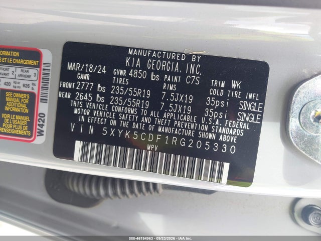 46194963 :رقم المزاد ، 5XYK5CDF1RG205330 vin ، 2024 Kia Sportage Sx-prestige مزاد بيع