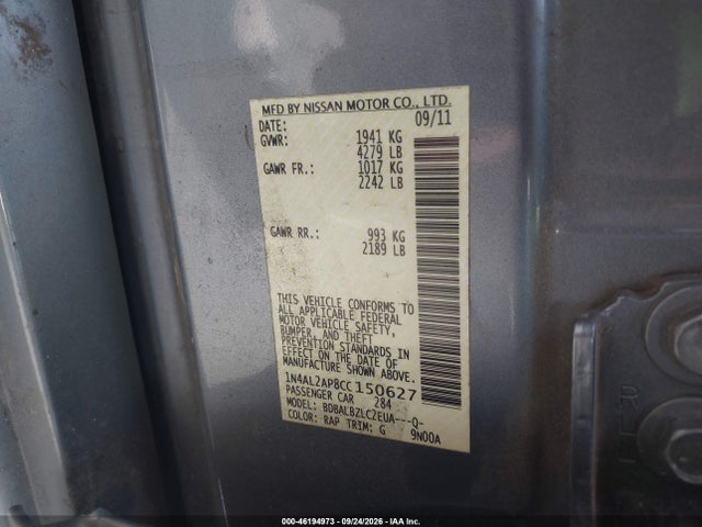 Продажа на аукционе авто 2012 Nissan Altima 2.5 S, vin: 1N4AL2AP8CC150627, номер лота: 46194973