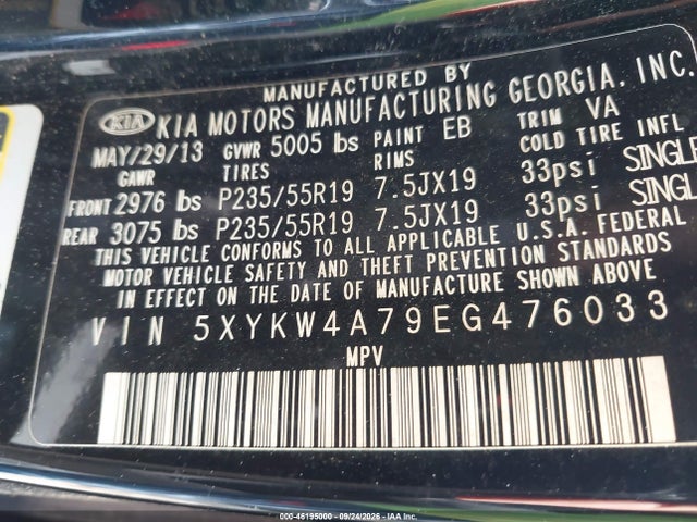Aukcja sprzedaży 2014 Kia Sorento Sx Limited, vin: 5XYKW4A79EG476033, numer aukcji: 46195000