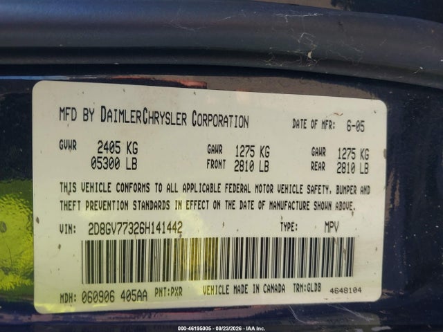 46195005 :رقم المزاد ، 2D8GV77326H141442 vin ، 2006 Dodge Magnum Srt8 مزاد بيع