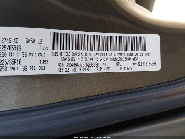 Продажа на аукционе авто 2010 Dodge Grand Caravan Se, vin: 2D4RN4DE6AR233090, номер лота: 46195069