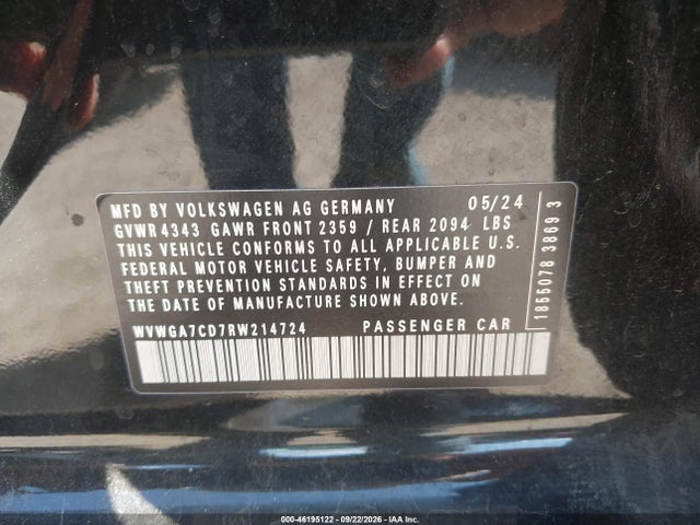 Продаж на аукціоні авто 2024 Volkswagen Golf Gti 2.0t S, vin: WVWGA7CD7RW214724, номер лоту: 46195122