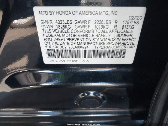 Aukcja sprzedaży 2020 Acura Ilx Premium Package/technology Package, vin: 19UDE2F70LA004794, numer aukcji: 46195128