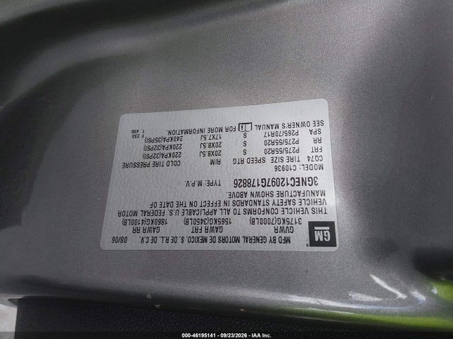 46195141 :رقم المزاد ، 3GNEC12097G178826 vin ، 2007 Chevrolet Avalanche 1500 Lt مزاد بيع