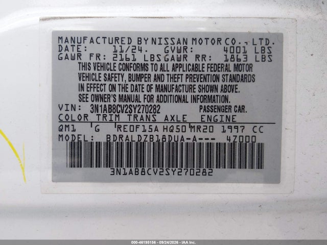 Продажа на аукционе авто 2025 Nissan Sentra Sv, vin: 3N1AB8CV2SY270282, номер лота: 46195156