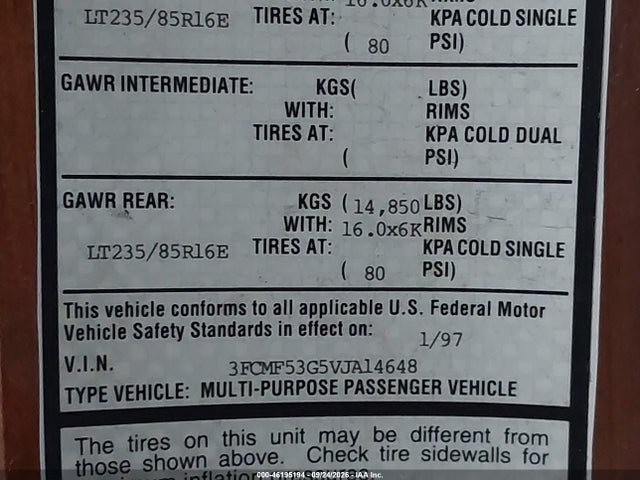 46195194 :رقم المزاد ، 3FCMF53G5VJA14648 vin ، 1997 Ford F530 Super Duty مزاد بيع