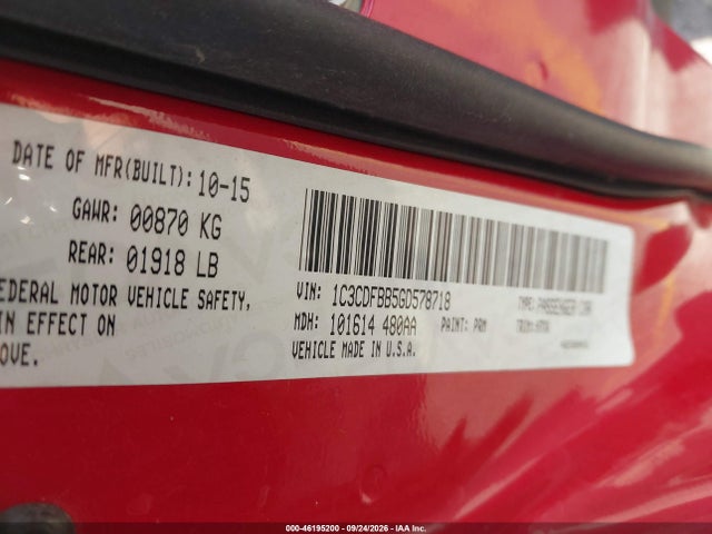 Продаж на аукціоні авто 2016 Dodge Dart Sxt, vin: 1C3CDFBB5GD578718, номер лоту: 46195200
