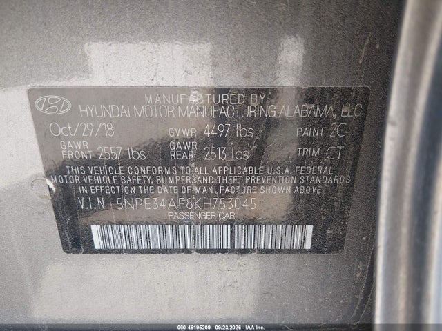 Hyundai SONATA SEL 2019 5NPE34AF8KH753045 Image 9