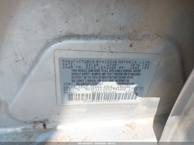Продажа на аукционе авто 2018 Nissan Sentra Sv, vin: 3N1AB7AP1JY281447, номер лота: 46195215