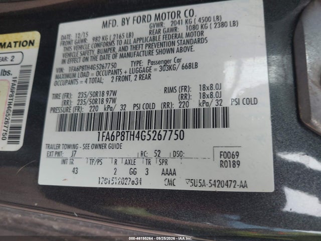 Продажа на аукционе авто 2016 Ford Mustang Ecoboost, vin: 1FA6P8TH4G5267750, номер лота: 46195264