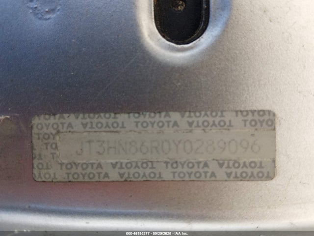 Aukcja sprzedaży 2000 Toyota 4runner Sr5, vin: JT3HN86R0Y0289096, numer aukcji: 46195277