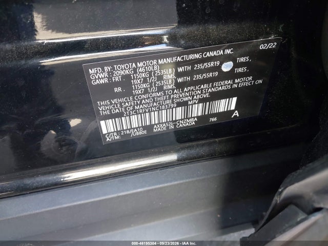 46195304 :رقم المزاد ، 2T3C1RFV1NC183799 vin ، 2022 Toyota Rav4 Xle Premium مزاد بيع