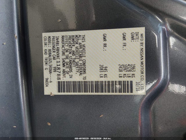 Aukcja sprzedaży 2019 Nissan Altima 2.5 S, vin: 1N4BL4BVXKC118788, numer aukcji: 46195329