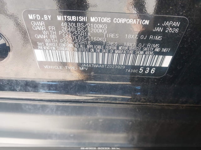 Продажа на аукционе авто 2026 Mitsubishi Eclipse Cross, vin: JA4ATWAA8TZ023929, номер лота: 46195339