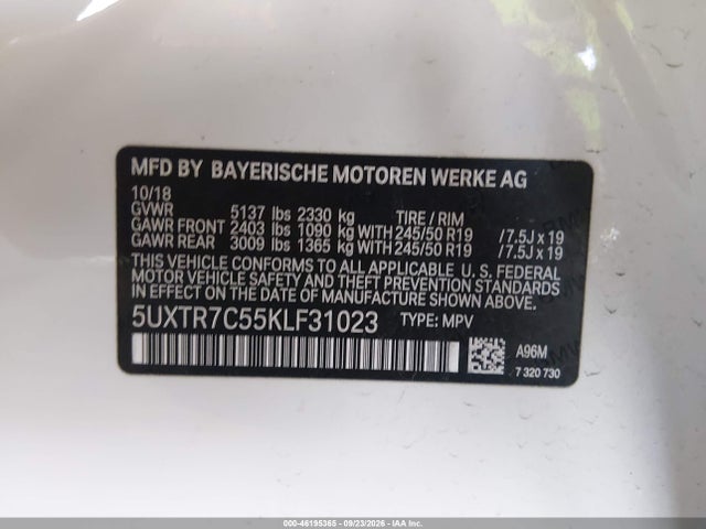BMW X3 Sdrive30i 2019 5UXTR7C55KLF31023 Image 9