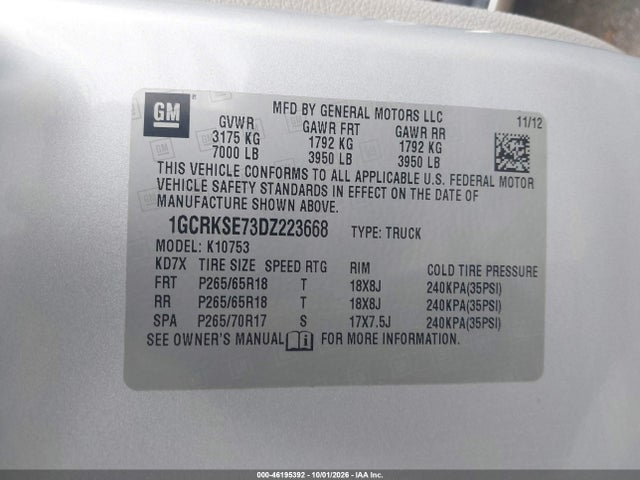 Продаж на аукціоні авто 2013 Chevrolet Silverado 1500 Lt, vin: 1GCRKSE73DZ223668, номер лоту: 46195392