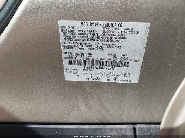 Aukcja sprzedaży 2011 Ford Taurus Limited, vin: 1FAHP2FW8BG178597, numer aukcji: 46195395