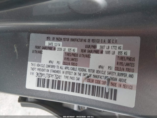 Auction sale of the 2015 Mazda Mazda3 I Sport, vin: 3MZBM1U78FM179241, lot number: 46195447