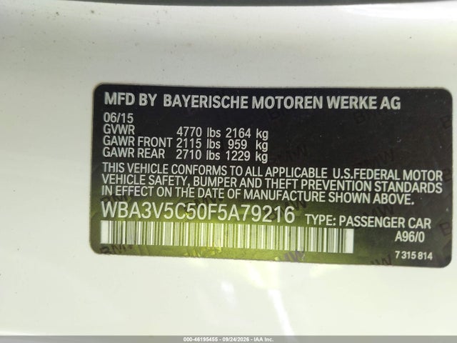 Продажа на аукционе авто 2015 Bmw 428i, vin: WBA3V5C50F5A79216, номер лота: 46195455