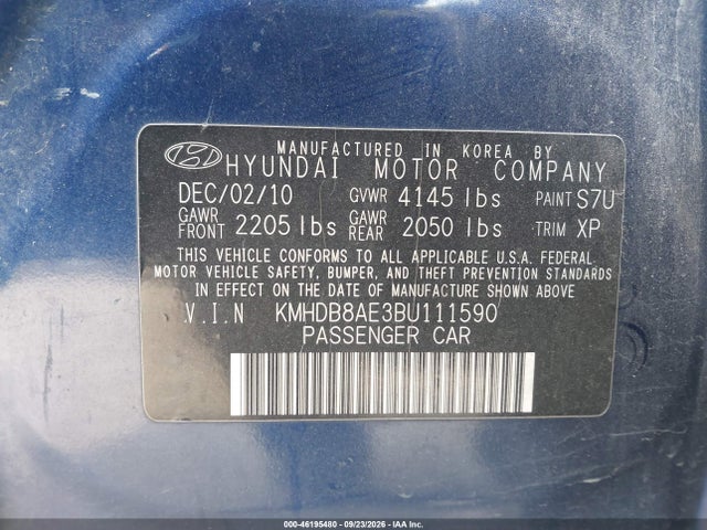 Aukcja sprzedaży 2011 Hyundai Elantra Touring Gls, vin: KMHDB8AE3BU111590, numer aukcji: 46195480