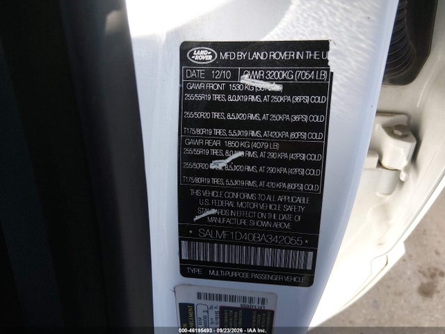 Продаж на аукціоні авто 2011 Land Rover Range Rover Hse, vin: SALMF1D40BA342055, номер лоту: 46195493