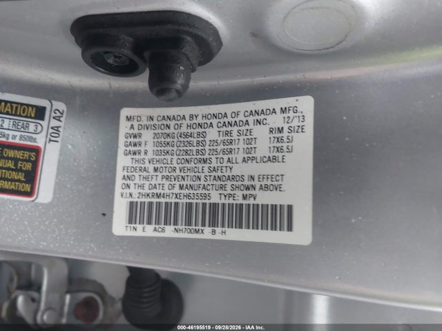 Продаж на аукціоні авто 2014 Honda Cr-v Ex-l, vin: 2HKRM4H7XEH635595, номер лоту: 46195519