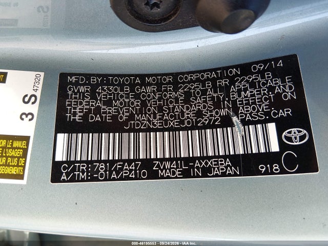 Aukcja sprzedaży 2014 Toyota Prius V Three, vin: JTDZN3EUXEJ012972, numer aukcji: 46195553