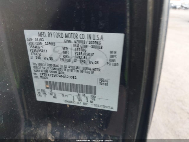 Продаж на аукціоні авто 2004 Ford F-150 Stx/xl/xlt, vin: 1FTRX12W74NA23083, номер лоту: 46195595