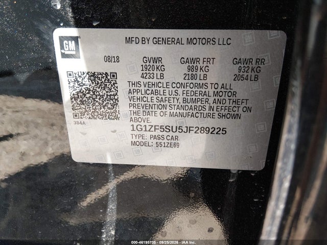 Продажа на аукционе авто 2018 Chevrolet Malibu Hybrid, vin: 1G1ZF5SU5JF289225, номер лота: 46195735