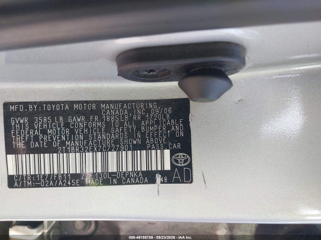 Продаж на аукціоні авто 2007 Toyota Corolla Le, vin: 2T1BR32EX7C727901, номер лоту: 46195759