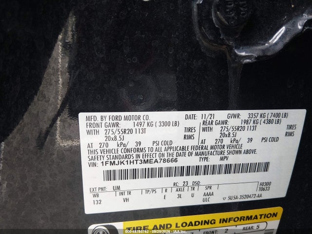 Ford Expedition Xlt Max 2021 1FMJK1HT3MEA78666 Image 9