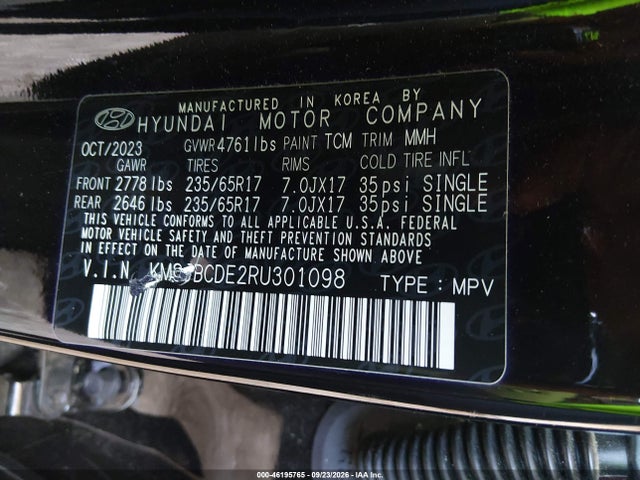 2024 Hyundai Tucson Sel მანქანა იყიდება აუქციონზე, vin: KM8JBCDE2RU301098, აუქციონის ნომერი: 46195765