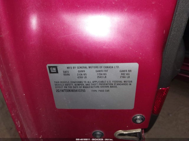 46195811 :رقم المزاد ، 2G1WT58K469413793 vin ، 2006 Chevrolet Impala Lt مزاد بيع