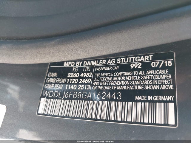 2016 Mercedes-benz Cls 400 მანქანა იყიდება აუქციონზე, vin: WDDLJ6FB8GA162443, აუქციონის ნომერი: 46195869