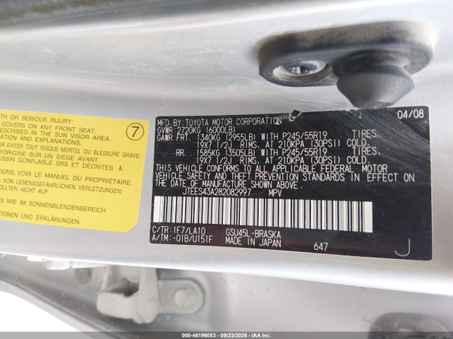46196053 :رقم المزاد ، JTEES43A282082997 vin ، 2008 Toyota Highlander Sport مزاد بيع