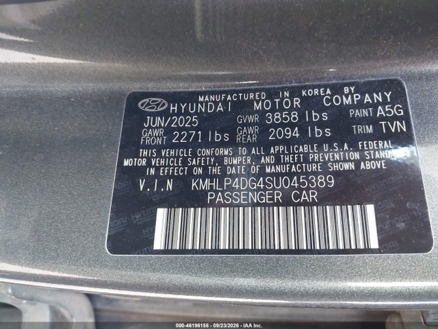 Aukcja sprzedaży 2025 Hyundai Elantra Limited, vin: KMHLP4DG4SU045389, numer aukcji: 46196158