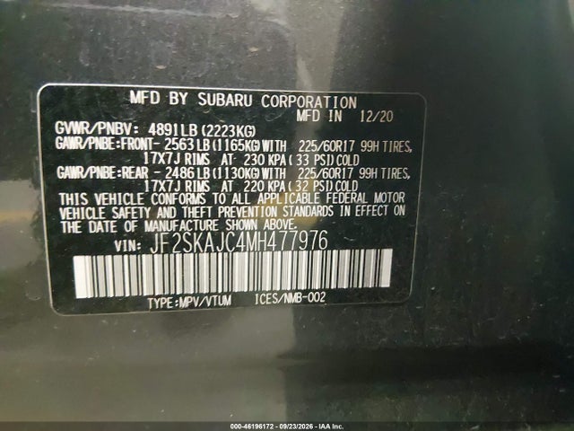 JF2SKAJC4MH477976 Subaru Forester Premium