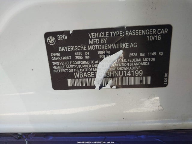 BMW 320i 2017 WBA8E1G53HNU14199 Image 9