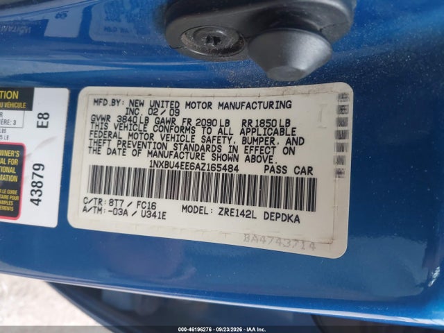 Продаж на аукціоні авто 2010 Toyota Corolla Le, vin: 1NXBU4EE6AZ165484, номер лоту: 46196276
