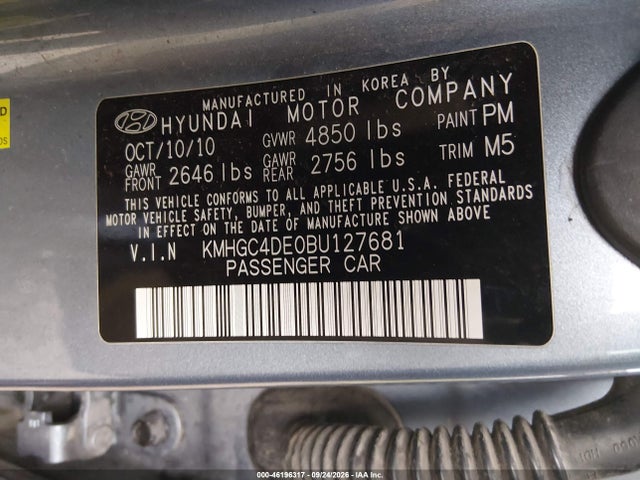Продаж на аукціоні авто 2011 Hyundai Genesis 3.8, vin: KMHGC4DE0BU127681, номер лоту: 46196317