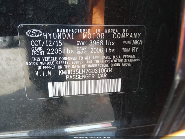 Продаж на аукціоні авто 2016 Hyundai Elantra Gt, vin: KMHD35LH7GU310684, номер лоту: 46196352