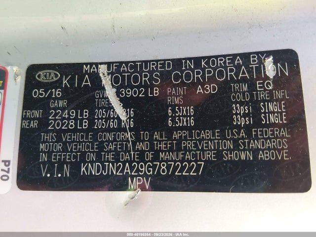 KIA Soul 2016 KNDJN2A29G7872227 Image 9