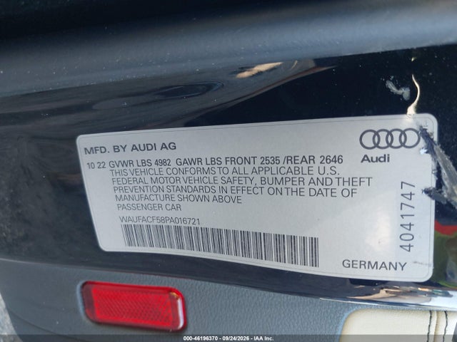 Aukcja sprzedaży 2023 Audi A5 Sportback Premium Plus 45 Tfsi S Line Quattro S Tronic, vin: WAUFACF58PA016721, numer aukcji: 46196370